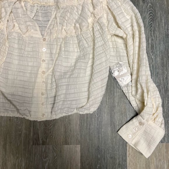 Free People Hailey Blouse Size Small Oversized Textured - Picture 6 of 11